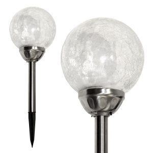 Solarlampe „Crushed Glass“. Kugel-Ø 15cm. Farbwechsel