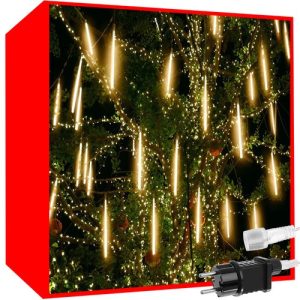 Weihnachtsdeko Lichterkette Fallender Schnee. Warmweiß