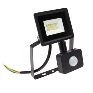 LED Fluter. 10W. 1000lm. kaltweiß. schwarz mit Bewegungsmelder