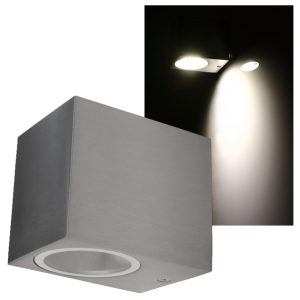 Wandleuchte „Square“. Aluminium. IP44. 1-flammig. Edelstahl-Optik