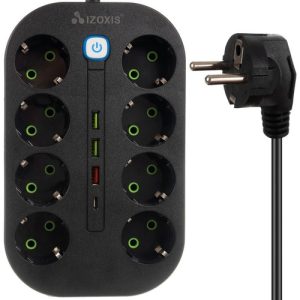8-fach Steckdosenleiste 230V mit 3x USB und 1x USB-C Anschlüssen