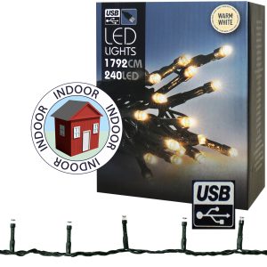 Lichterkette 240 LED 17.92m warmweiß. USB Anschluss