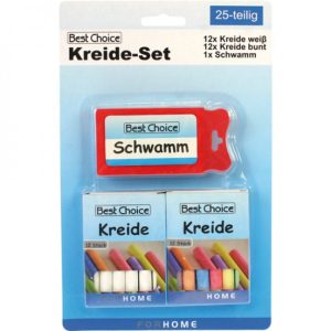 Kreide Set 12 weiß 12 bunt mit Schwamm