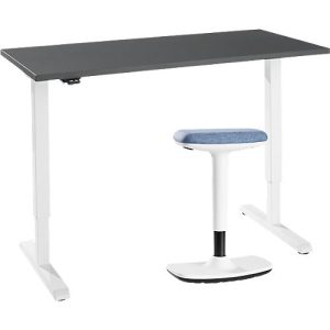 2-tlg. Büromöbel-Set, Home Office Schreibtisch, elektrisch höhenverstellbar, graphit/weiß 2-tlg. Büromöbel-Set, Home Office Schreibtisch, elektrisch höhenverstellbar, graphit/weiß