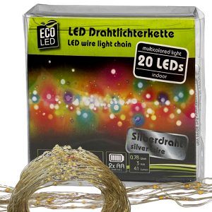 LED Lichterkette Mikro. 20 bunte Mikro-LED 220cm
