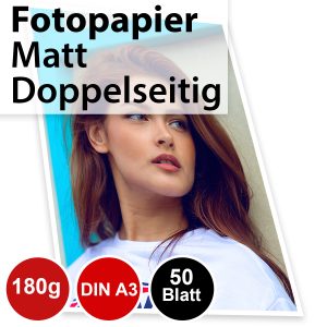 180g Mattes Foto-Papier Din A3. doppelseitig. 50 Blatt
