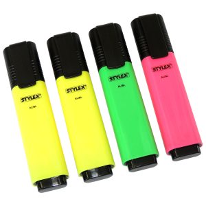 Textmarker Stylex 4er Set. 3 Farben