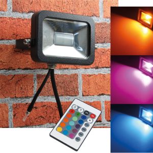 LED-Fluter. 230V. 10W. RGB mit Fernbedienung