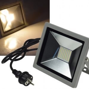 LED Fluter SlimLine 30W. 2000lm warmweiß mit Stecker
