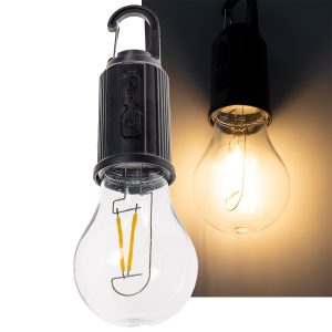 LED Hänge-Glühlampe. 3 Helligkeitsstufen. Akkubetrieb. Warmweiß