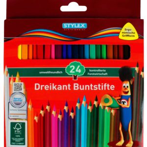 Buntstifte dreieckig. 24er Pack. bunt lackiert