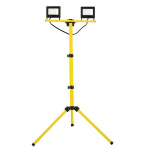LED Flutlichtstrahler auf Teleskopstativ 2x50W. Kaltweiß