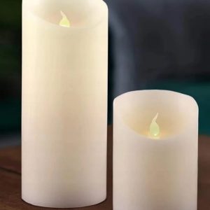 Dekoratives LED-Kerzen 2er Set in 2 Höhen 12.5cm + 20cm. weiß