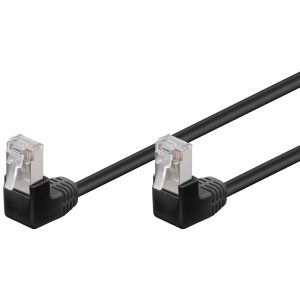 Patchkabel Cat5e. F/UTP. 15m. schwarz. 2x 90° gewinkelt