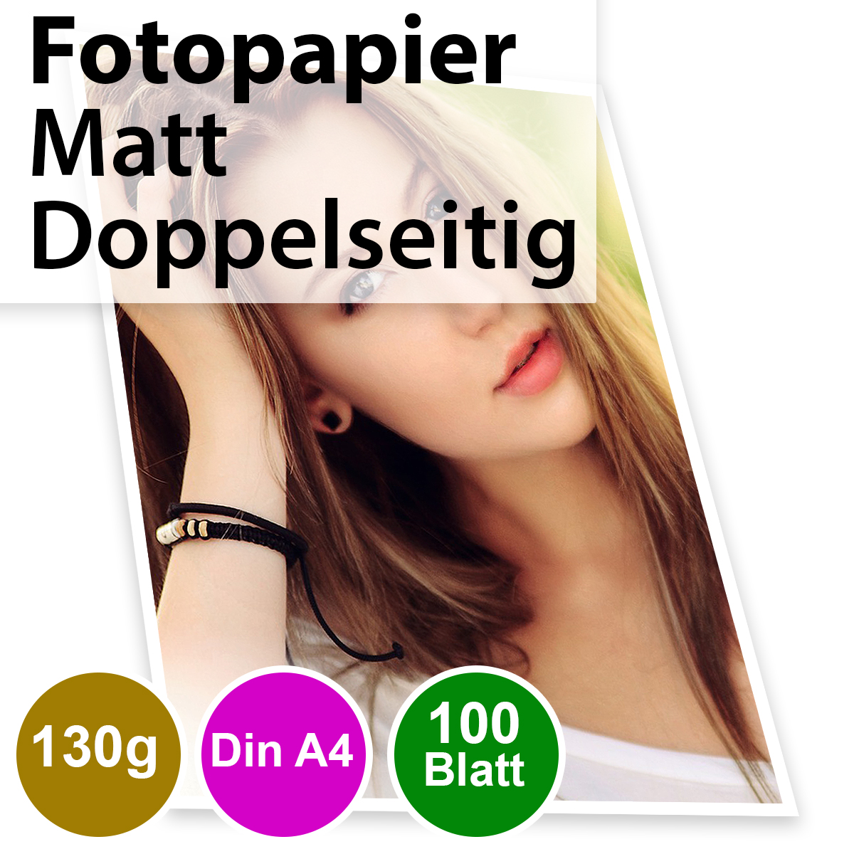 130g 2-seitig Foto-Papier. Inkjet Din A4. 100 Blatt