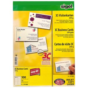 100 Visitenkarten Edelkarton 250g weiß satiniert