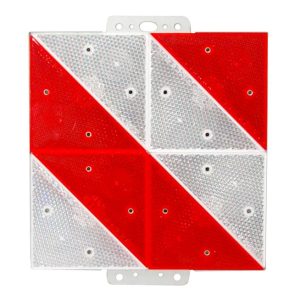 Warntafel einseitig rechts mit Rückstrahlern 285 x 285 mm Warntafel einseitig rechts mit Rückstrahlern 285 x 285 mm