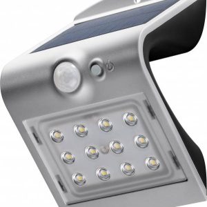 LED Solar-Wandleuchte mit Bewegungsmelder. 1.5 W. silber