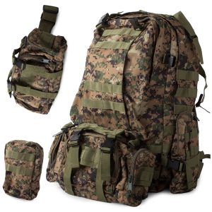 Outdoor Survival Rucksack XL 48l mit abnehmbaren Taschen – Digitalmuster