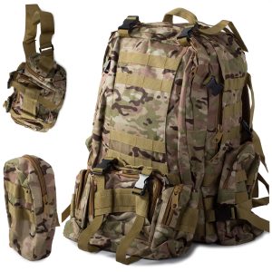 Outdoor Survival Rucksack XL 48l mit abnehmbaren Taschen – Camouflage
