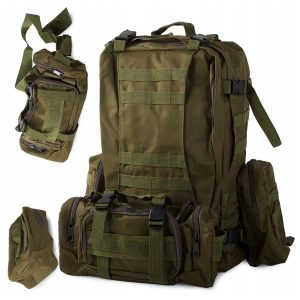 Outdoor Survival Rucksack XL 48l mit abnehmbaren Taschen – Grün