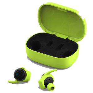 Sport InEar Headset Bluetooth Wireless mit Ladestation. hellgrün