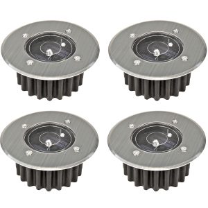 LED Bodenleuchte mit Solarfunktion. rund. 4er Set