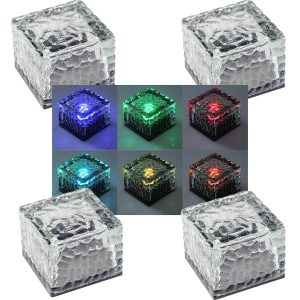 Solar Dekosteine IP65. 4er Set mit Dämmerungssensor. RGB Farbwechsel