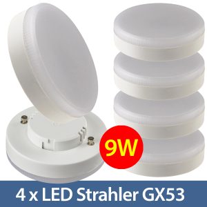 4er-Set LED Strahler GX53. 9W. 805lm warmweiß