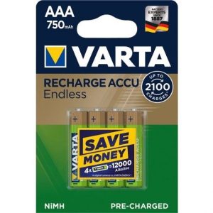 4 Stück AAA-Akkus. 750mAH Varta. Endless-Charge