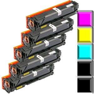 5 Toner im Set. kompatibel zu HP Typ 201X