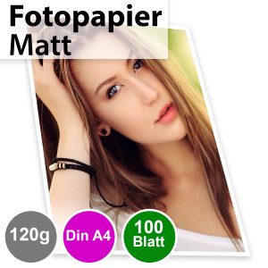 120g Mattes Foto-Papier. Inkjet Din A4. 100 Blatt