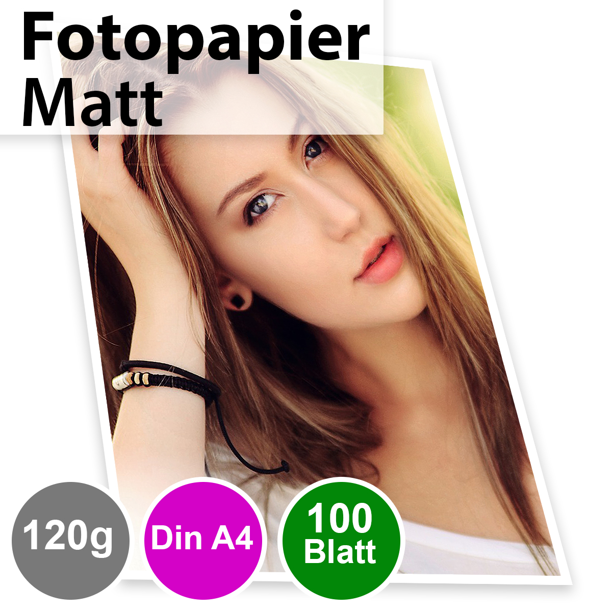 120g Mattes Foto-Papier. Inkjet Din A4. 100 Blatt