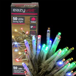 Lichterkette 50 farbige LED 5.20m mit Timer