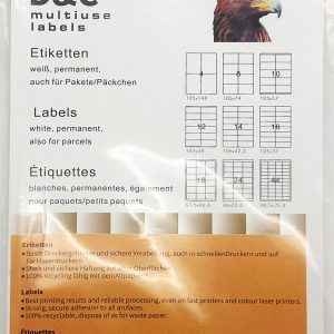 100 Stück Etiketten Laser + Inkjet Din A5 204x143mm weiß