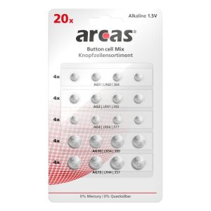 20 Knopfzellen-Set. Alkaline AG1 AG3 AG4 AG10 AG13
