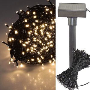 Solar-Lichterkette 100 warmweiße LED. 12m Länge
