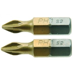 Phillips PH1 Kreuzschlitz Bits. 2 Stück Bit Schraubeinsätze Länge 25mm