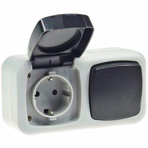 Feuchtraum Kombi-Schalter / Steckdose. IP44