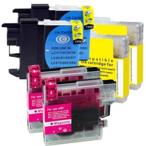 6er Farb-Set Druckerpatronen alternativ zu Brother LC-980. LC-1100