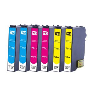 6er Farb-Set Druckerpatronen alternativ zu Epson T0712. T0713. T0714