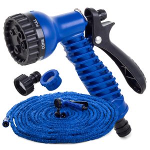 Flexibler Gartenschlauch blau 20-60m + Pistole + Kupplung