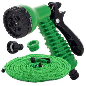 Flexibler Gartenschlauch grün 20-60m + Pistole + Kupplung
