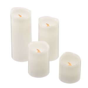 LED Echtwachs Kerzen Set. creme. 4tlg.