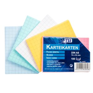 Karteikarten A8 kariert 100er Packung. farbig Karteikarten A8 kariert 100er Packung. farbig