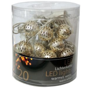Lichterkette 20 LED kleine silber Kugeln 4.5m warmweiß