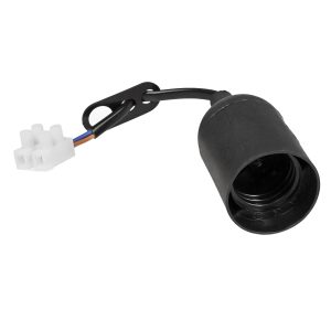 E27 Renovierfassung. Baufassung mit Lüsterklemme 11cm Kabel schwarz