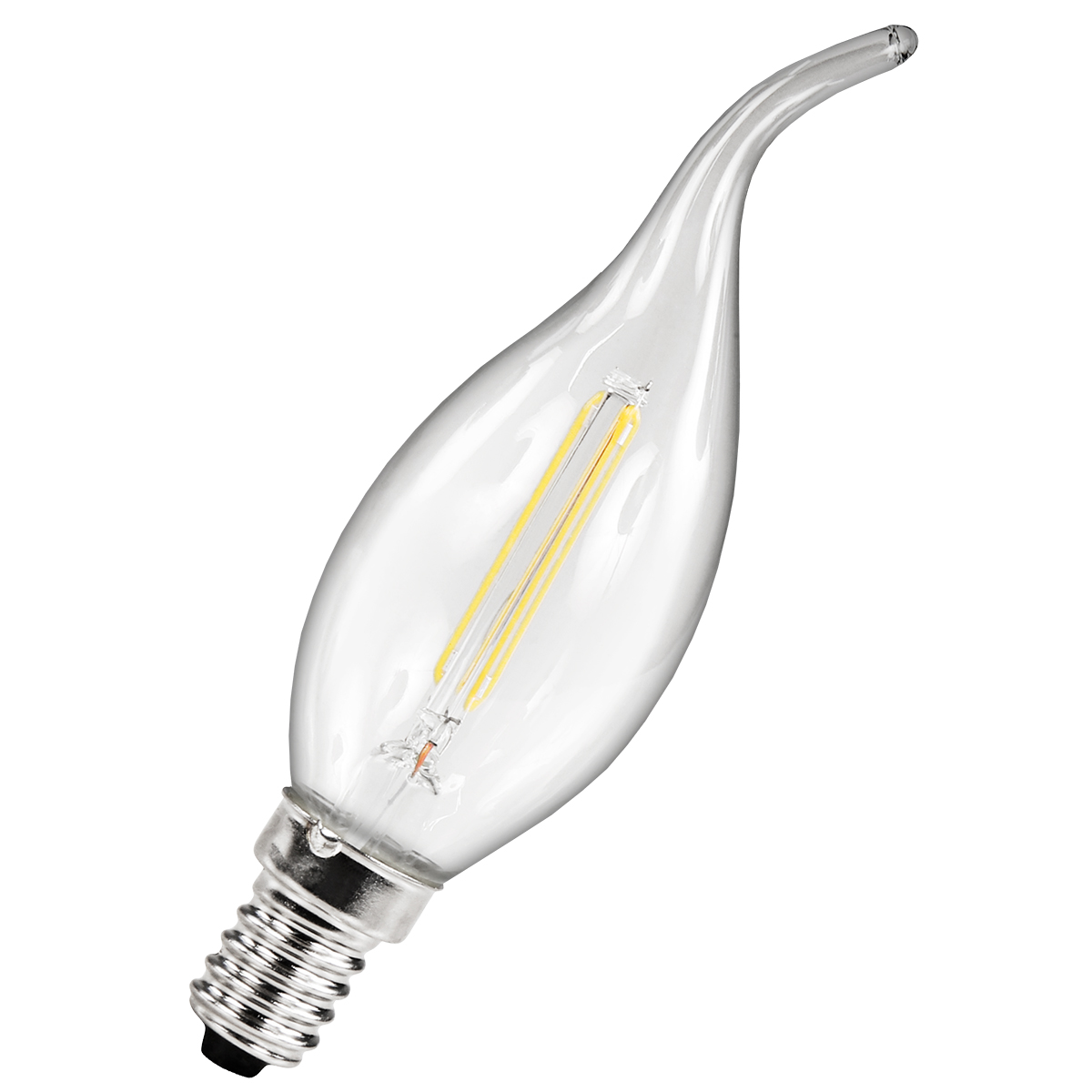 LED Kerze E14. 4W warmweiß Windstoß-Filament