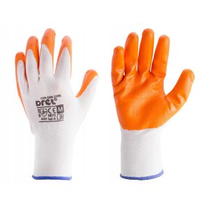 Arbeitshandschuhe Nitril. Gr. 8/M. weiß-orange. EN388