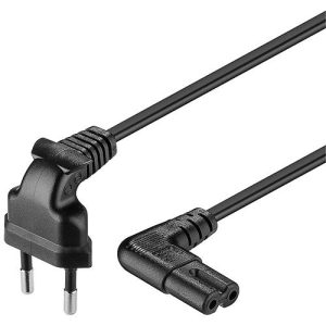 Netzkabel. Eurostecker. 2m. schwarz. gewinkelt